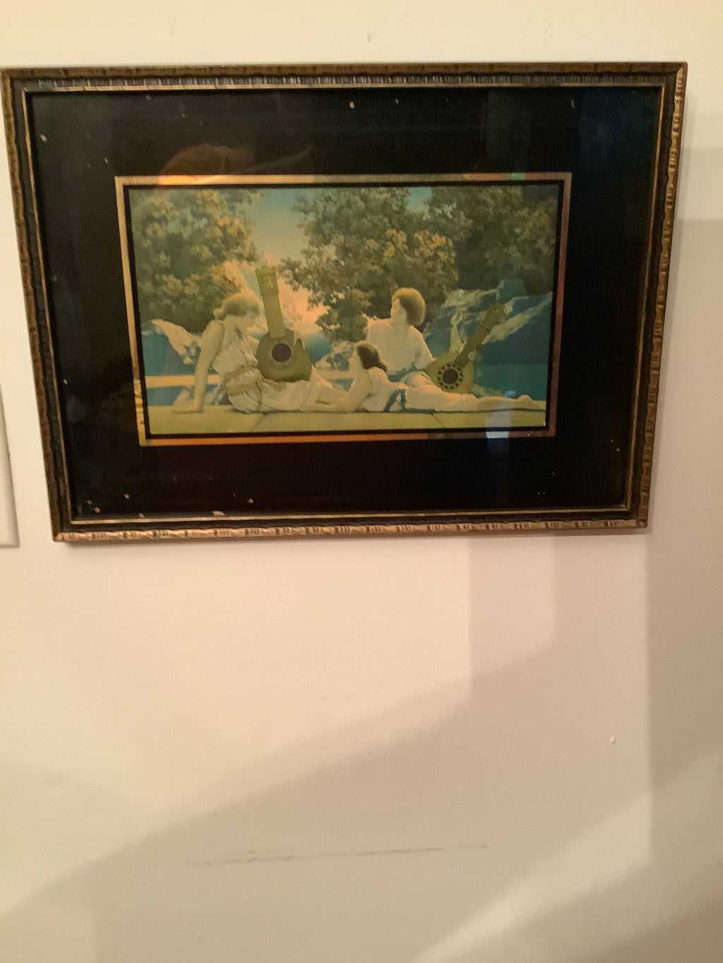 Spectacular original maxfield Parrish print-the lute players .year 1924 approximately