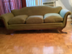 Vintage Duncan Phyfe Camelback Sofa with Brass Claw Feet — 3 Seater