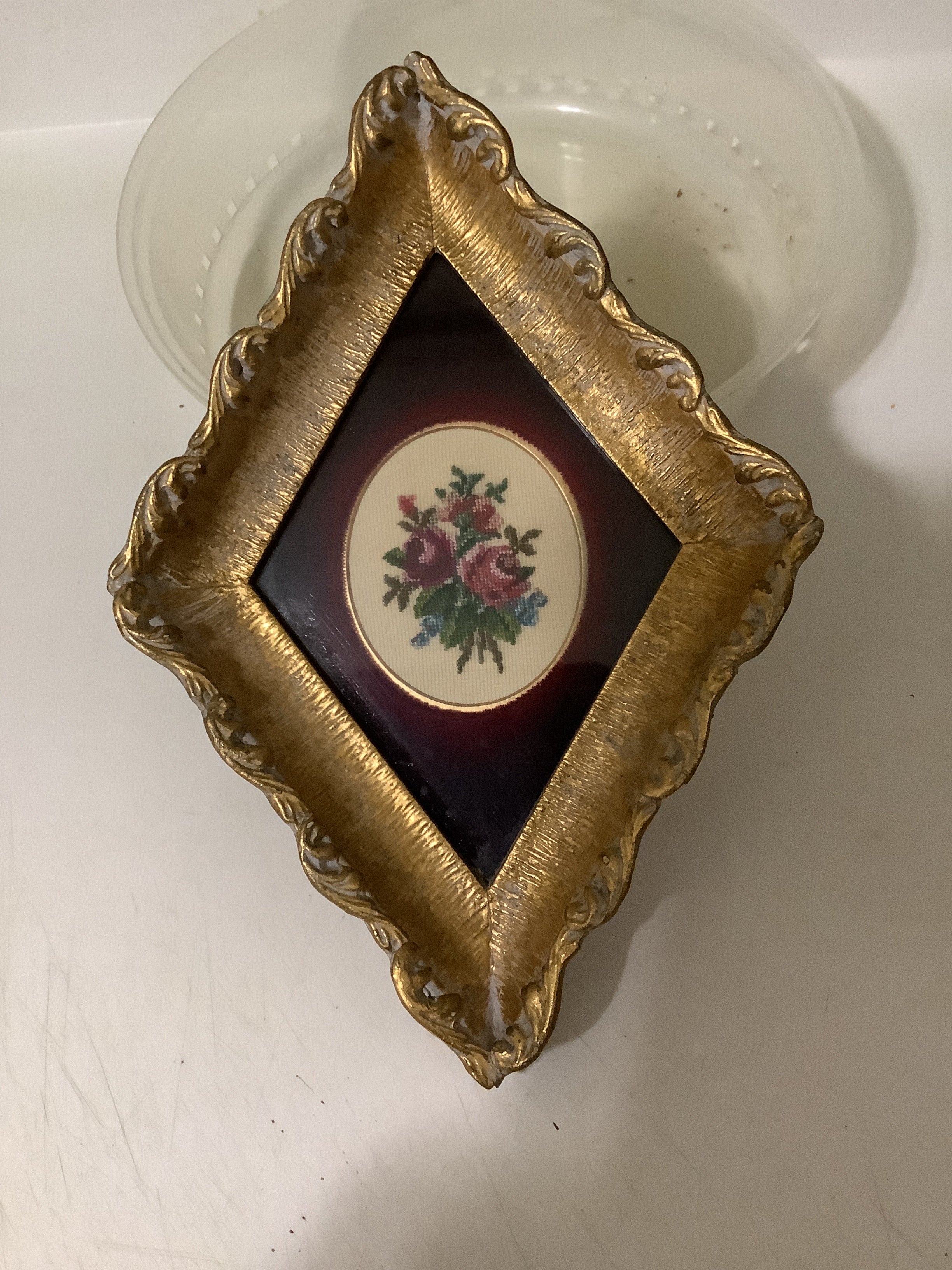 Vintage petite point framed picture