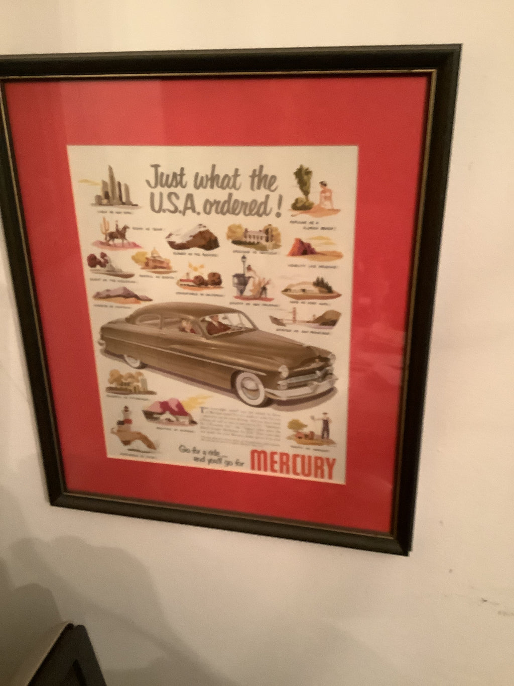 Classic framed car advertisements