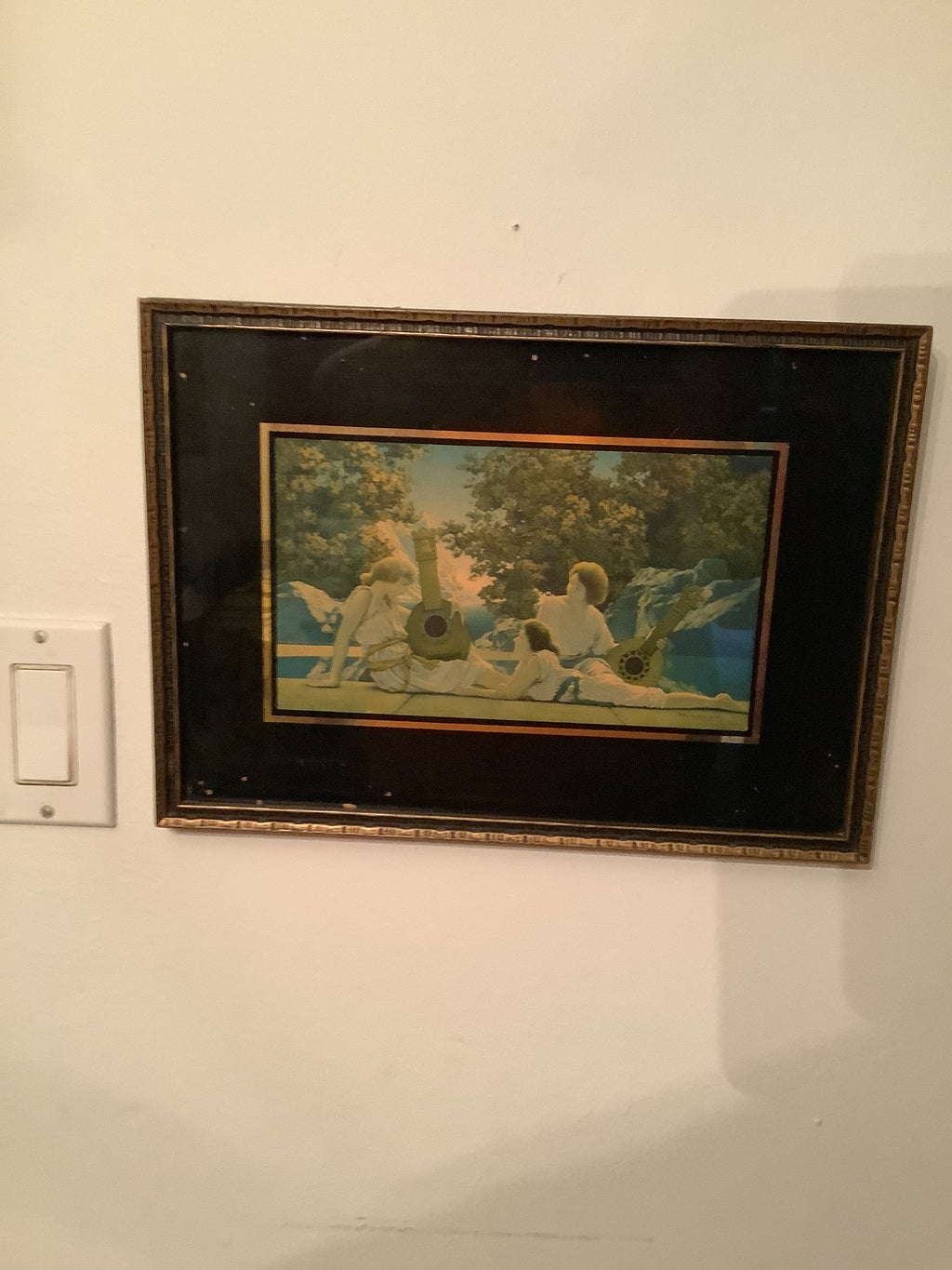 Spectacular original maxfield Parrish print-the lute players .year 1924 approximately