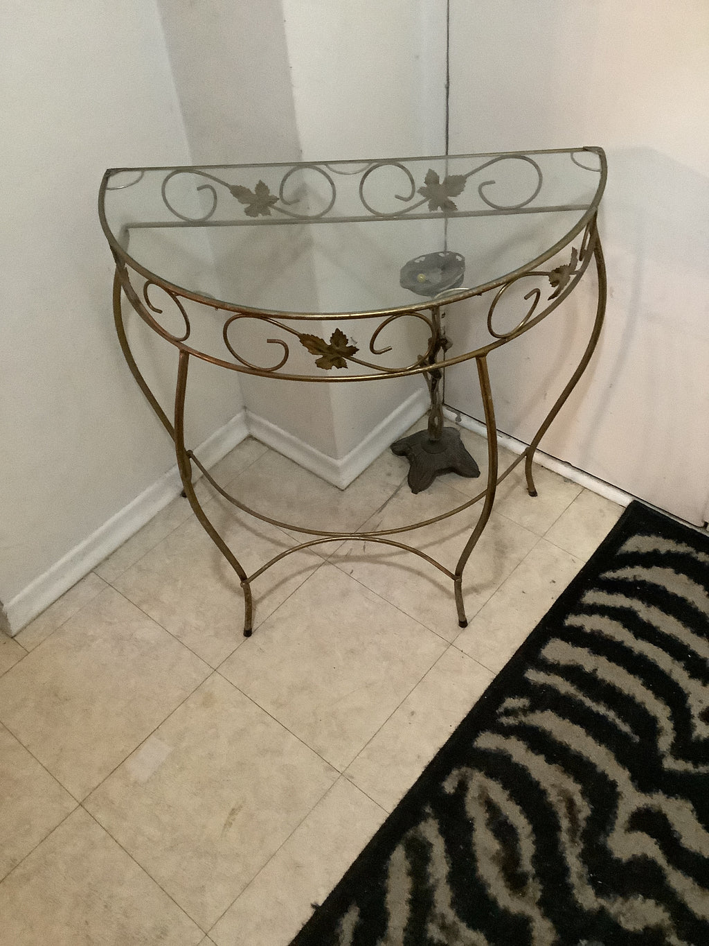 Vintage half moon console table