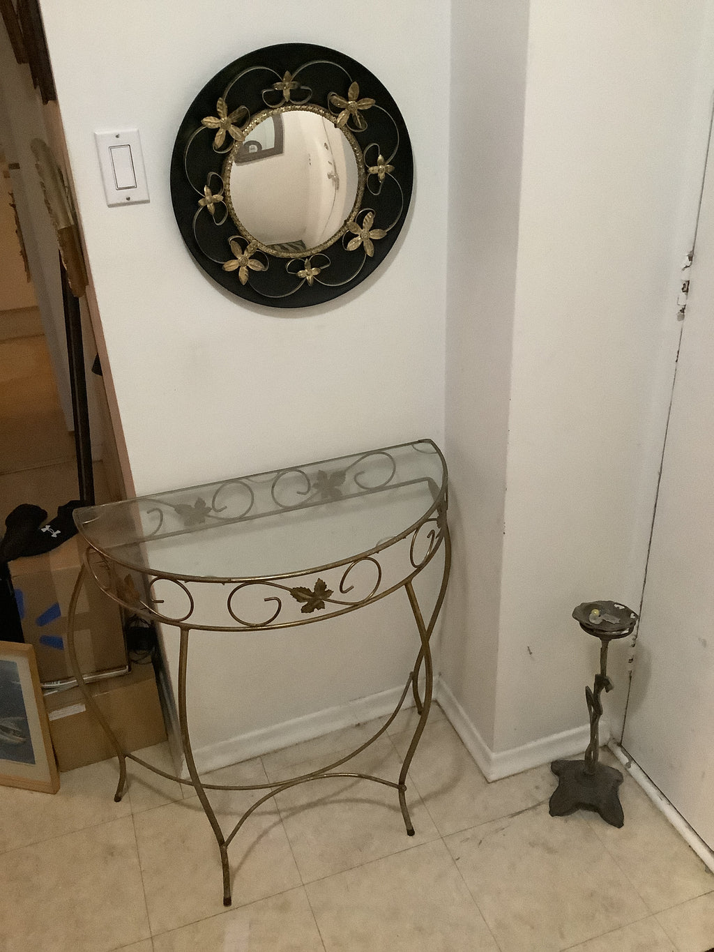 Vintage half moon console table