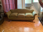 Vintage Duncan Phyfe Camelback Sofa with Brass Claw Feet — 3 Seater
