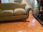 Vintage Duncan Phyfe Camelback Sofa with Brass Claw Feet — 3 Seater