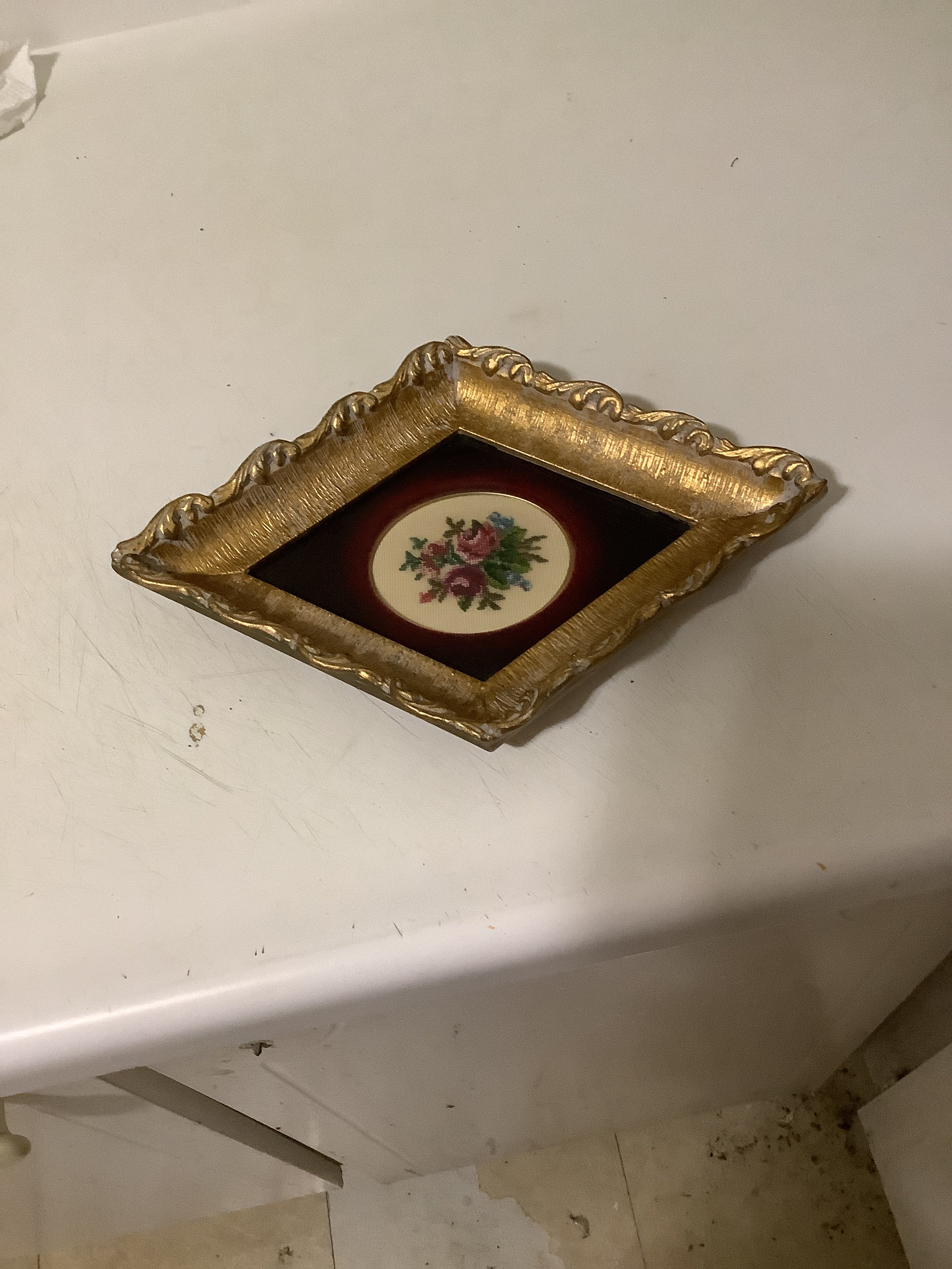 Vintage petite point framed picture