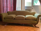 Vintage Duncan Phyfe Camelback Sofa with Brass Claw Feet — 3 Seater