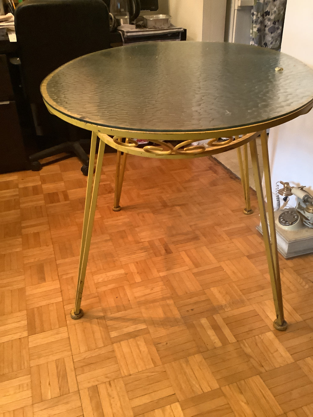 Vintage wrought iron oval kitchen or dining table