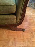 Vintage Duncan Phyfe Camelback Sofa with Brass Claw Feet — 3 Seater