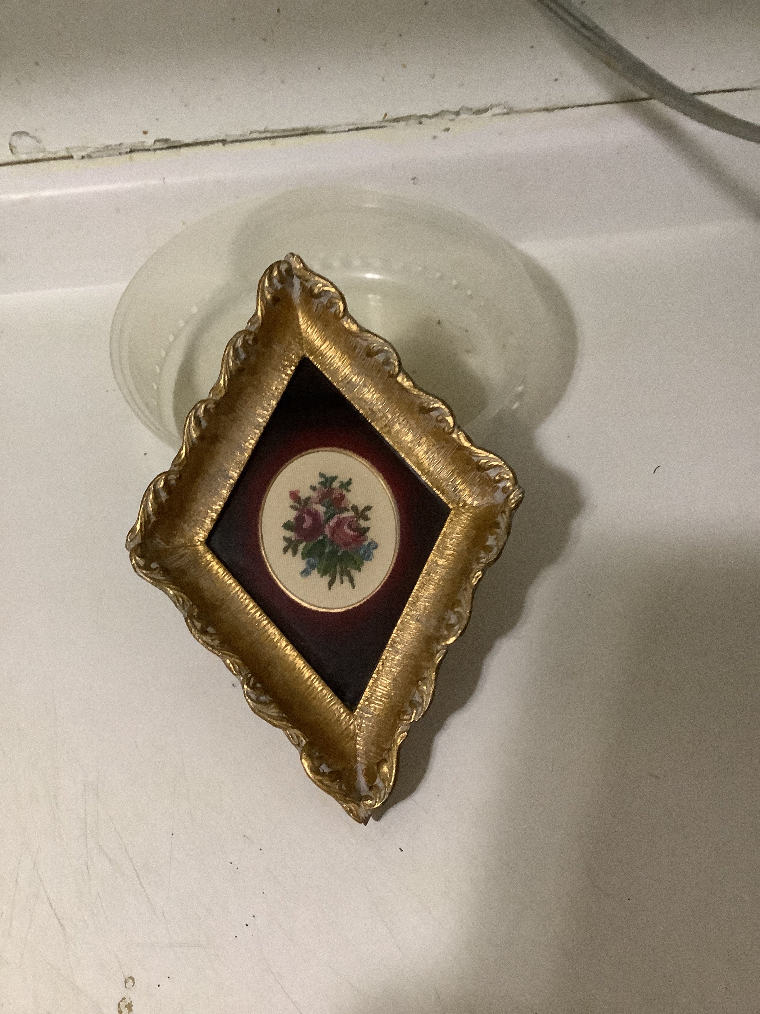 Vintage petite point framed picture