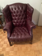 Vintage-classic wing back leather button tuft arm chair