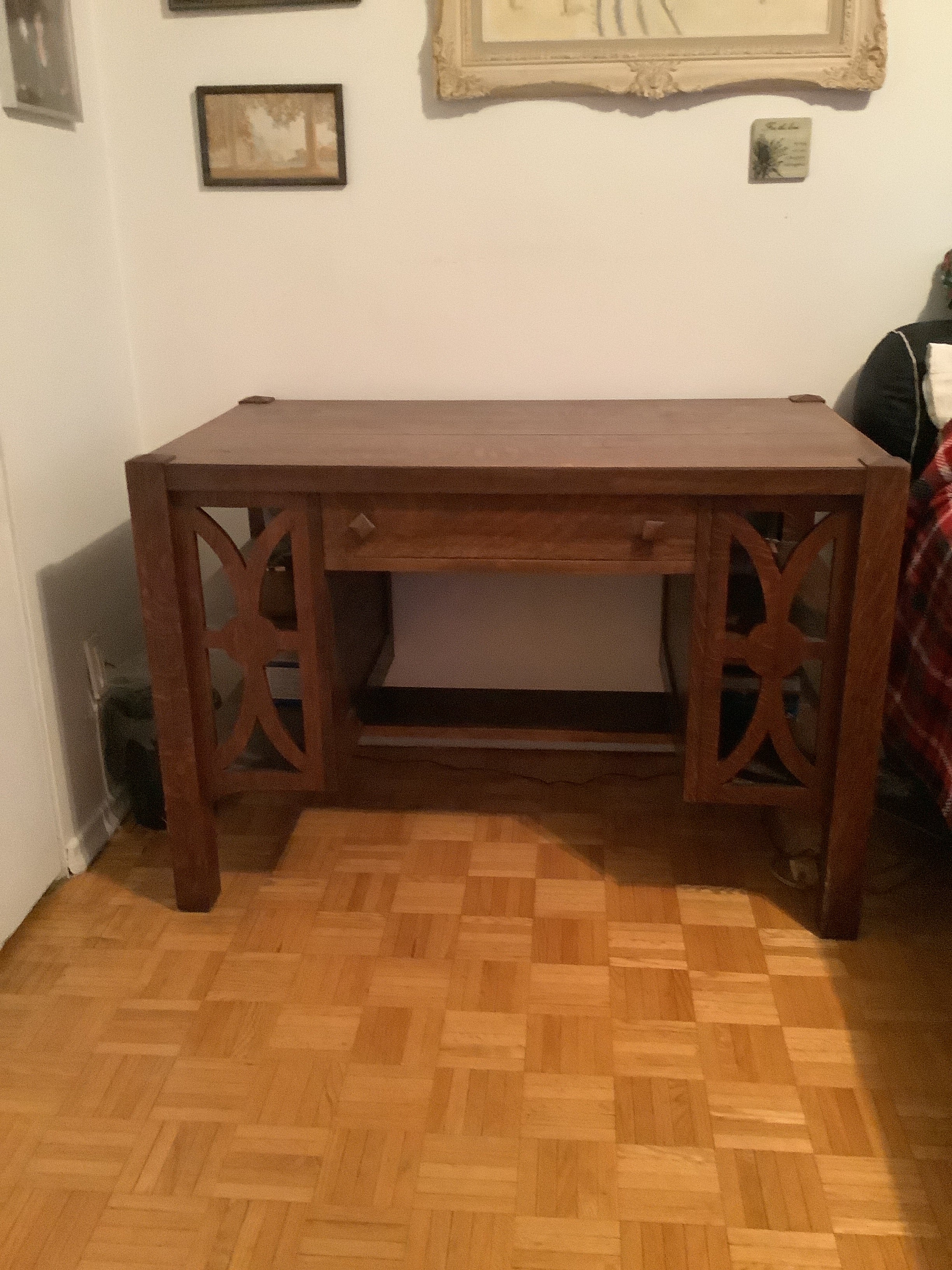 1900s antique mission arts and crafts solid tiger oak office or writing desk