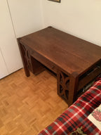 1900s antique mission arts and crafts solid tiger oak office or writing desk