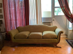 Vintage Duncan Phyfe Camelback Sofa with Brass Claw Feet — 3 Seater
