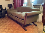 Vintage Duncan Phyfe Camelback Sofa with Brass Claw Feet — 3 Seater