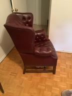 Vintage-classic wing back leather button tuft arm chair