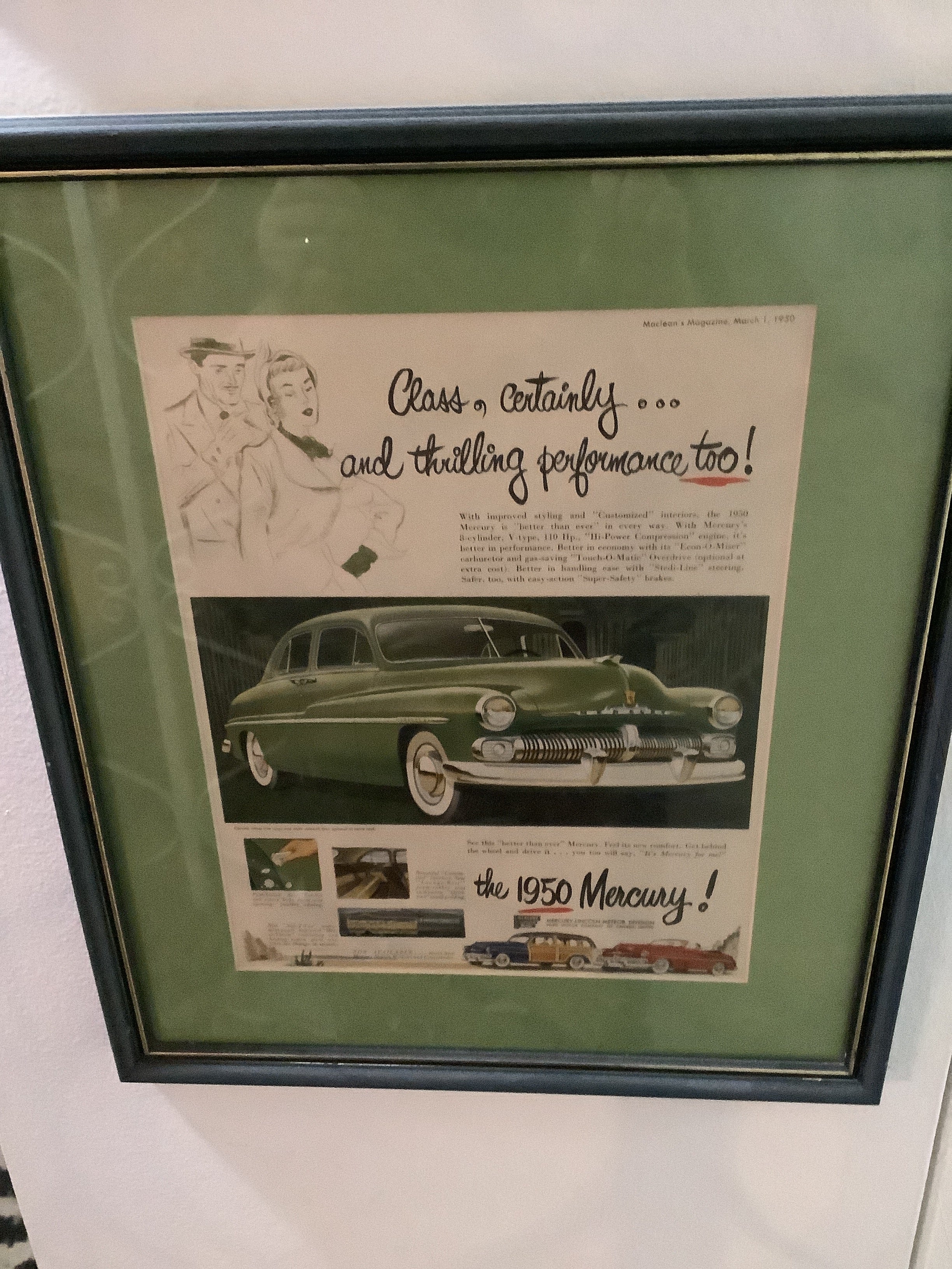 Classic framed car advertisements