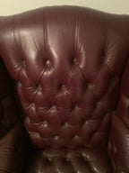 Vintage-classic wing back leather button tuft arm chair