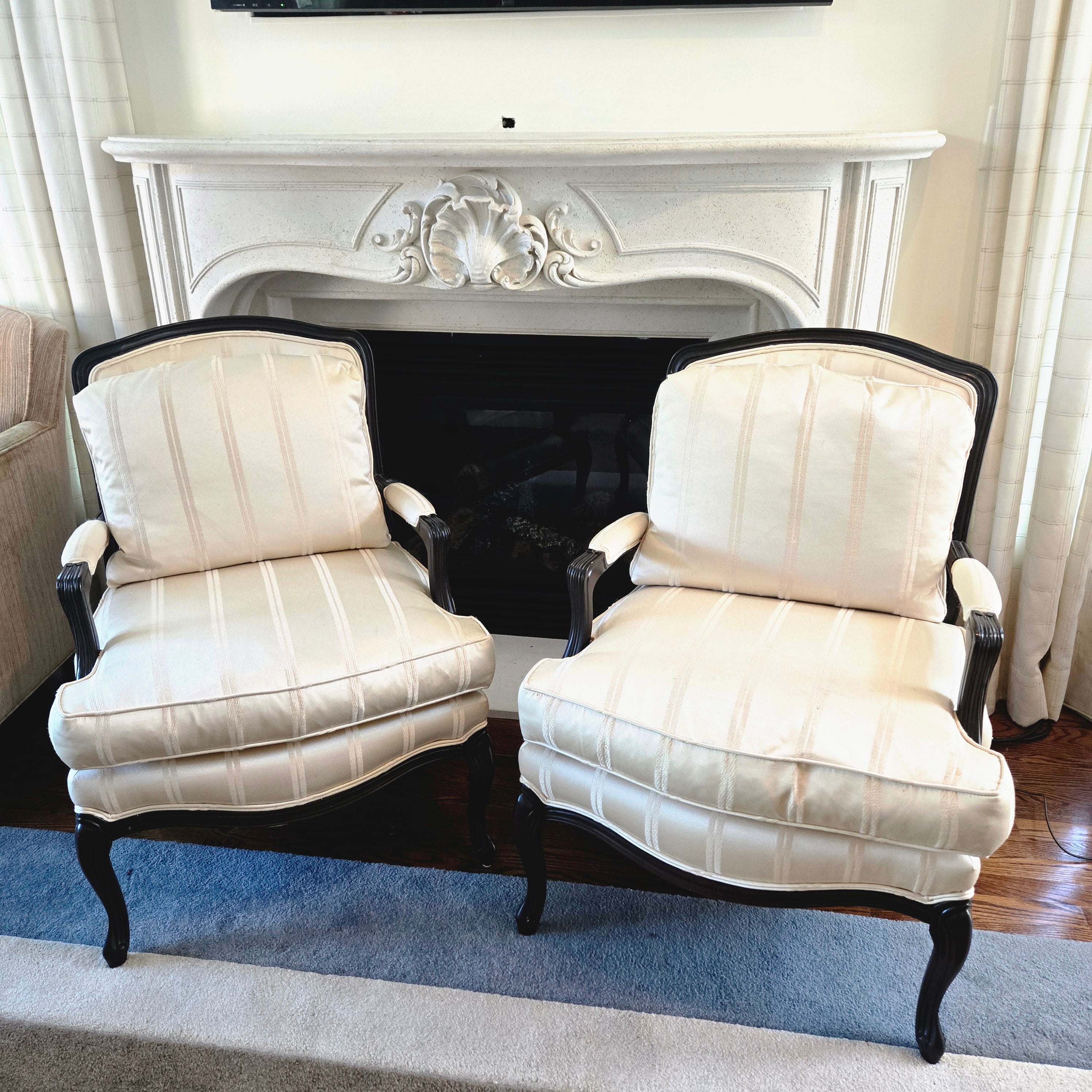 Elegant Vintage Bergere Armchairs (Pair)