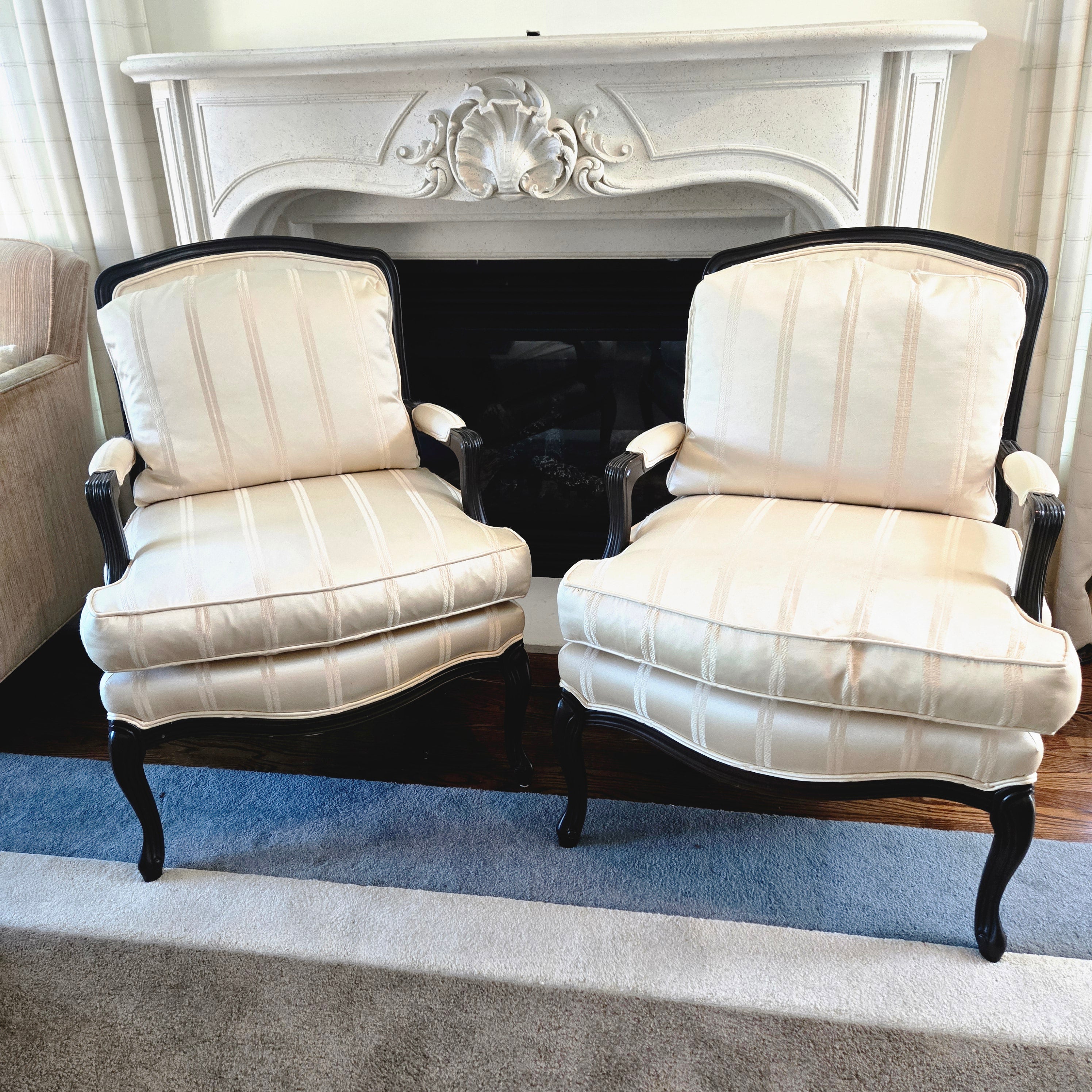 Elegant Vintage Bergere Armchairs (Pair)