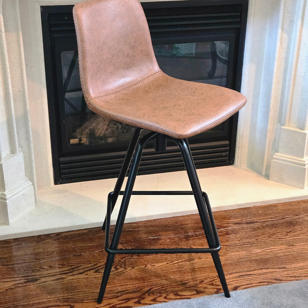 Faux Leather Swivel Barstool - Tan/Brown