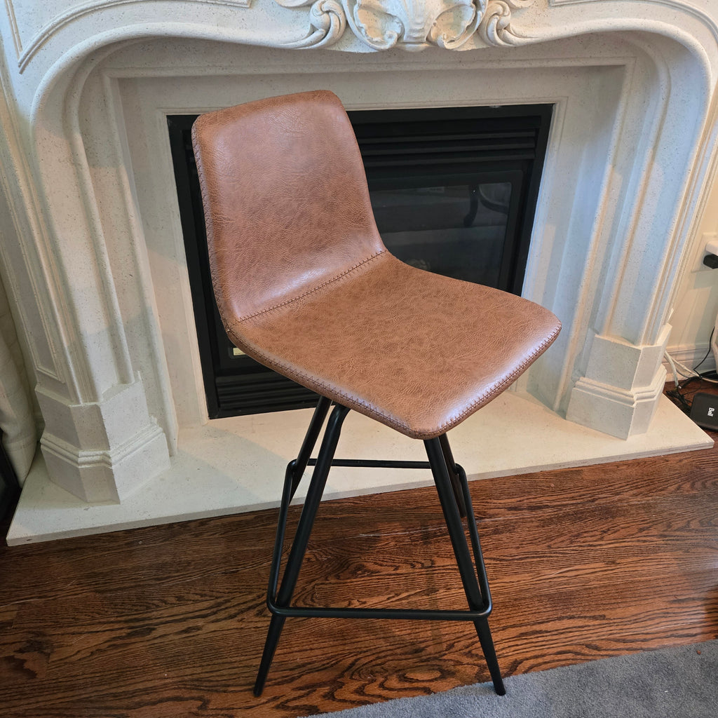 Faux Leather Swivel Barstool - Tan/Brown