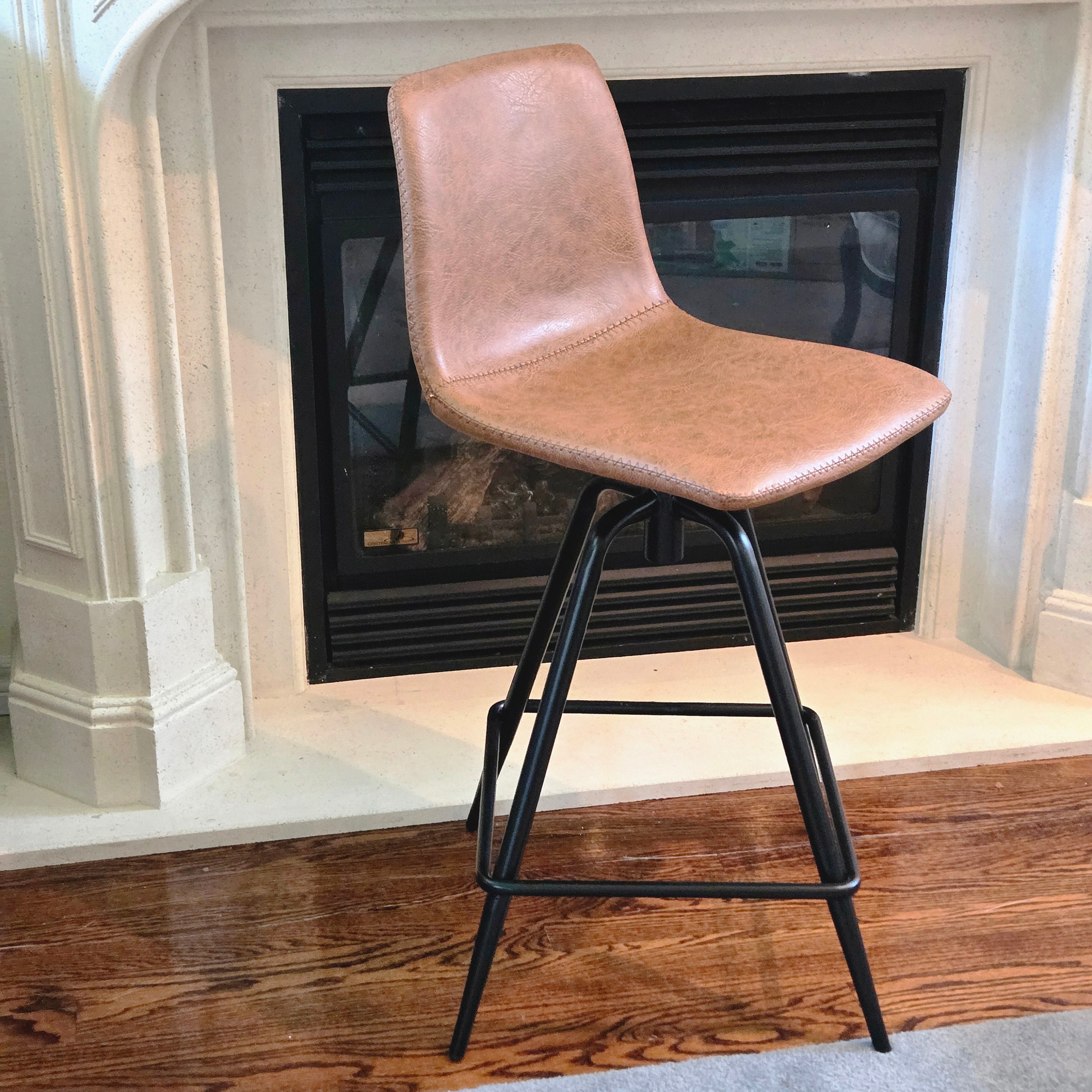 Faux Leather Swivel Barstool - Tan/Brown