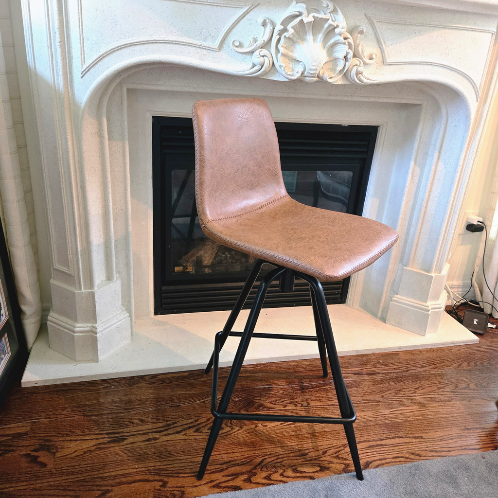Faux Leather Swivel Barstool - Tan/Brown