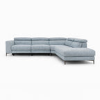 Emilia Light blue fabric reclining sectional sofa (open box)