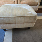 PAIR OF BASSET ARM CHAIRS WITH OTTOMAN