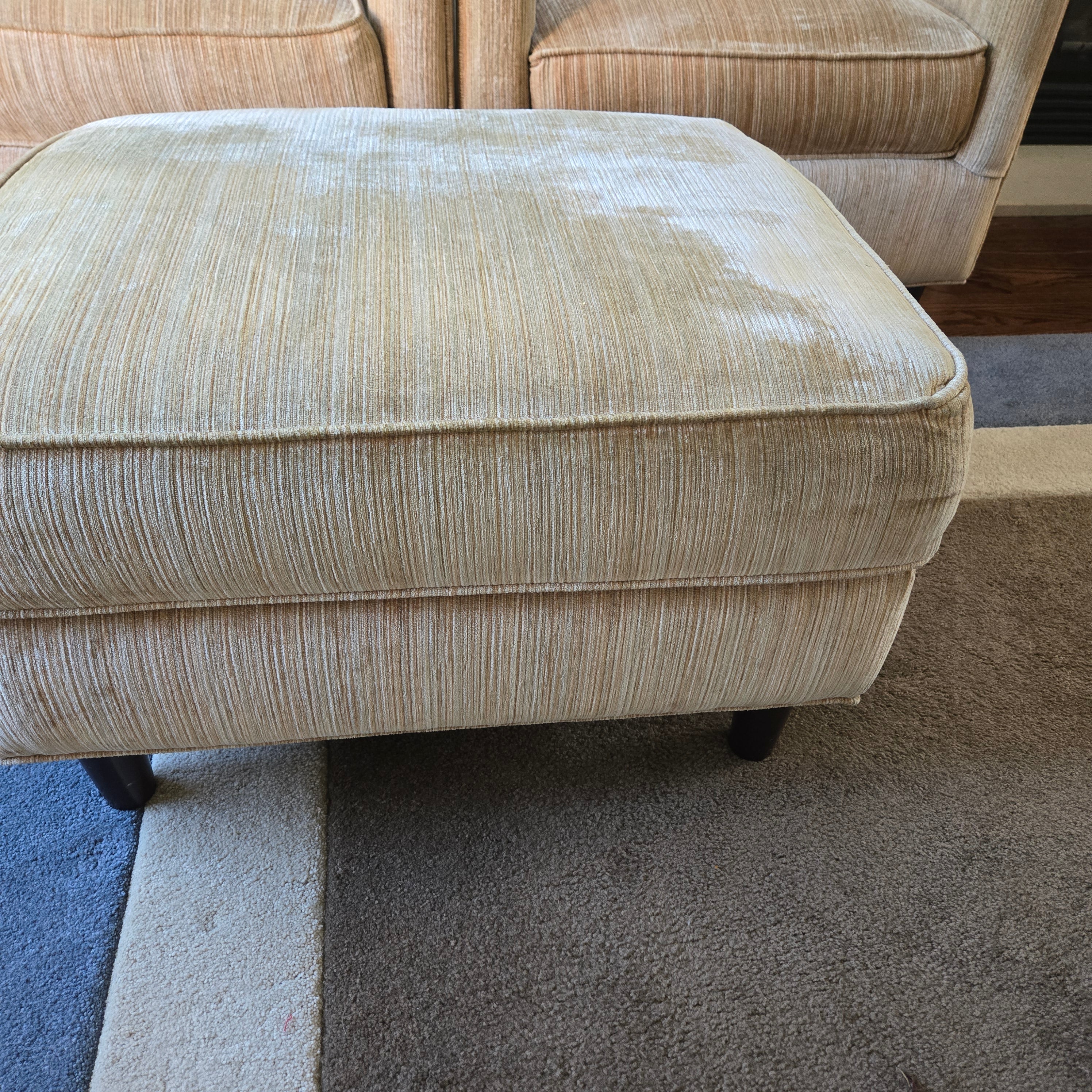 PAIR OF BASSET ARM CHAIRS WITH OTTOMAN