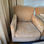 PAIR OF BASSET ARM CHAIRS WITH OTTOMAN