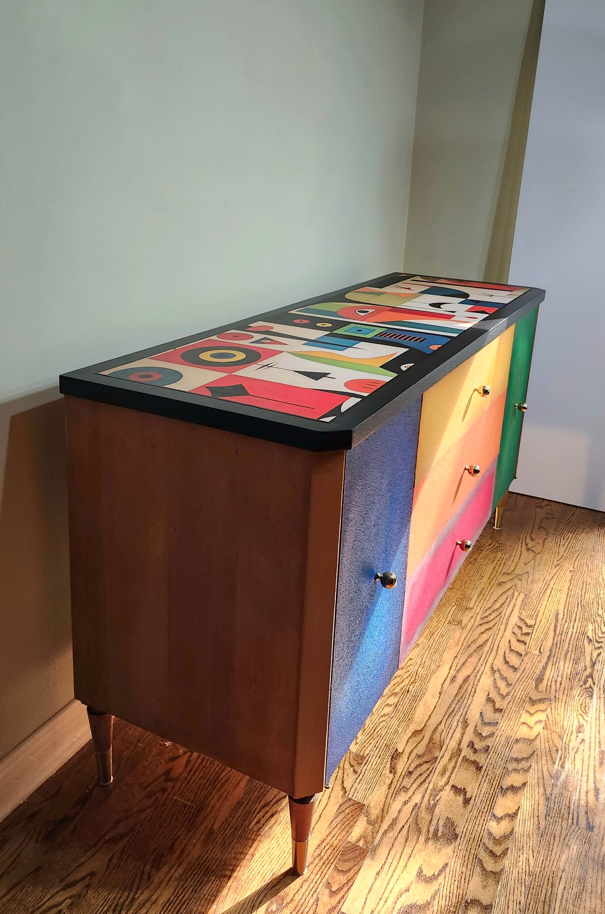 Mid-century modern unique Cubism inspired dresser