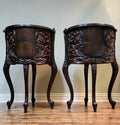 Mahogany carved Louis XIV French Provincial nightstands