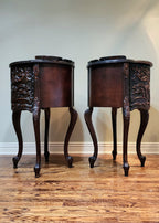 Mahogany carved Louis XIV French Provincial nightstands