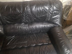 Vintage Postmodern Ultra-Plush Black Leather Modular Sectional