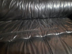 Vintage Postmodern Ultra-Plush Black Leather Modular Sectional