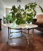 Magnificent rare La Barge solid brass & real marble coffee table
