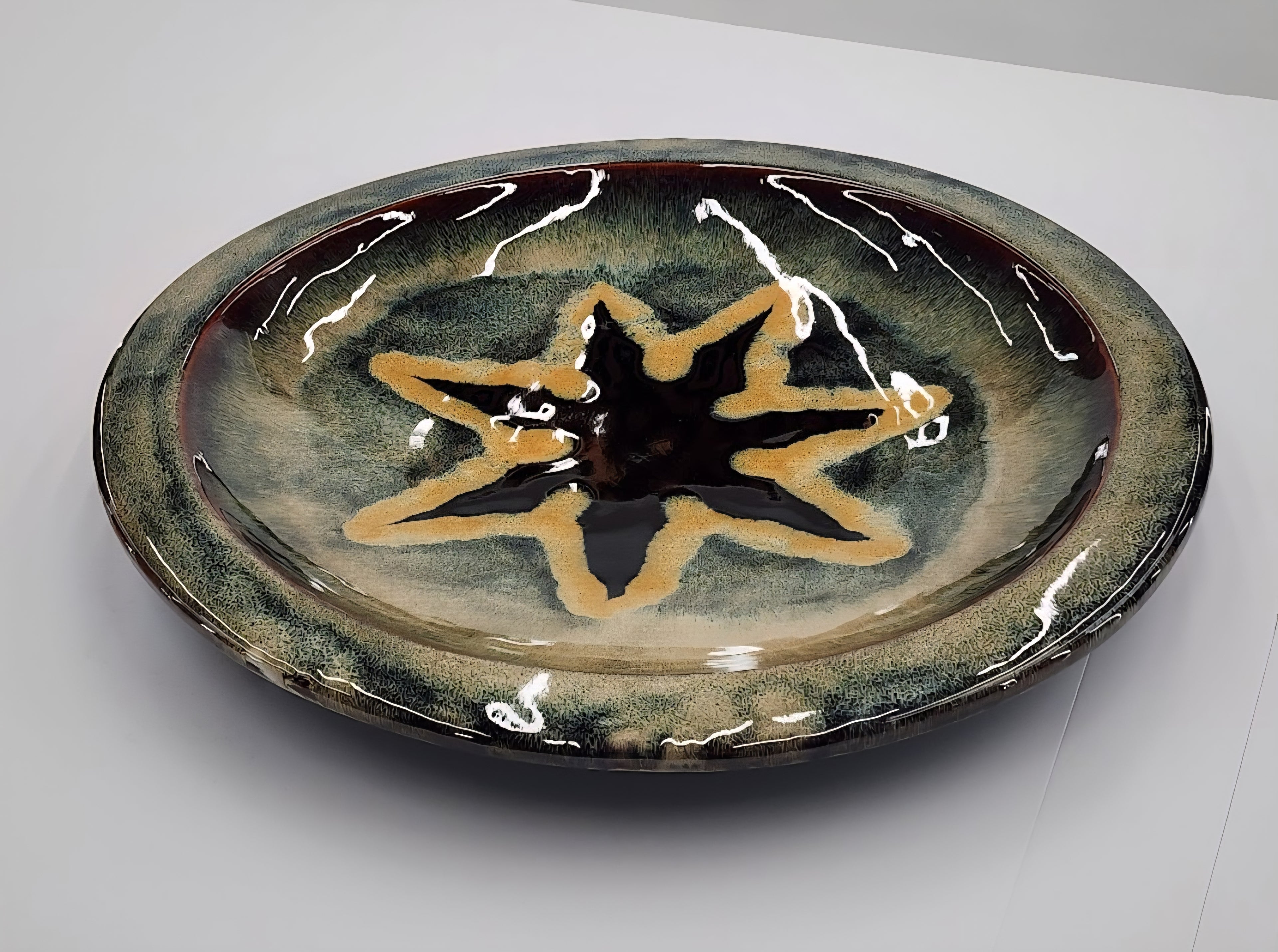 Mid-century modern glazed ceramic platter