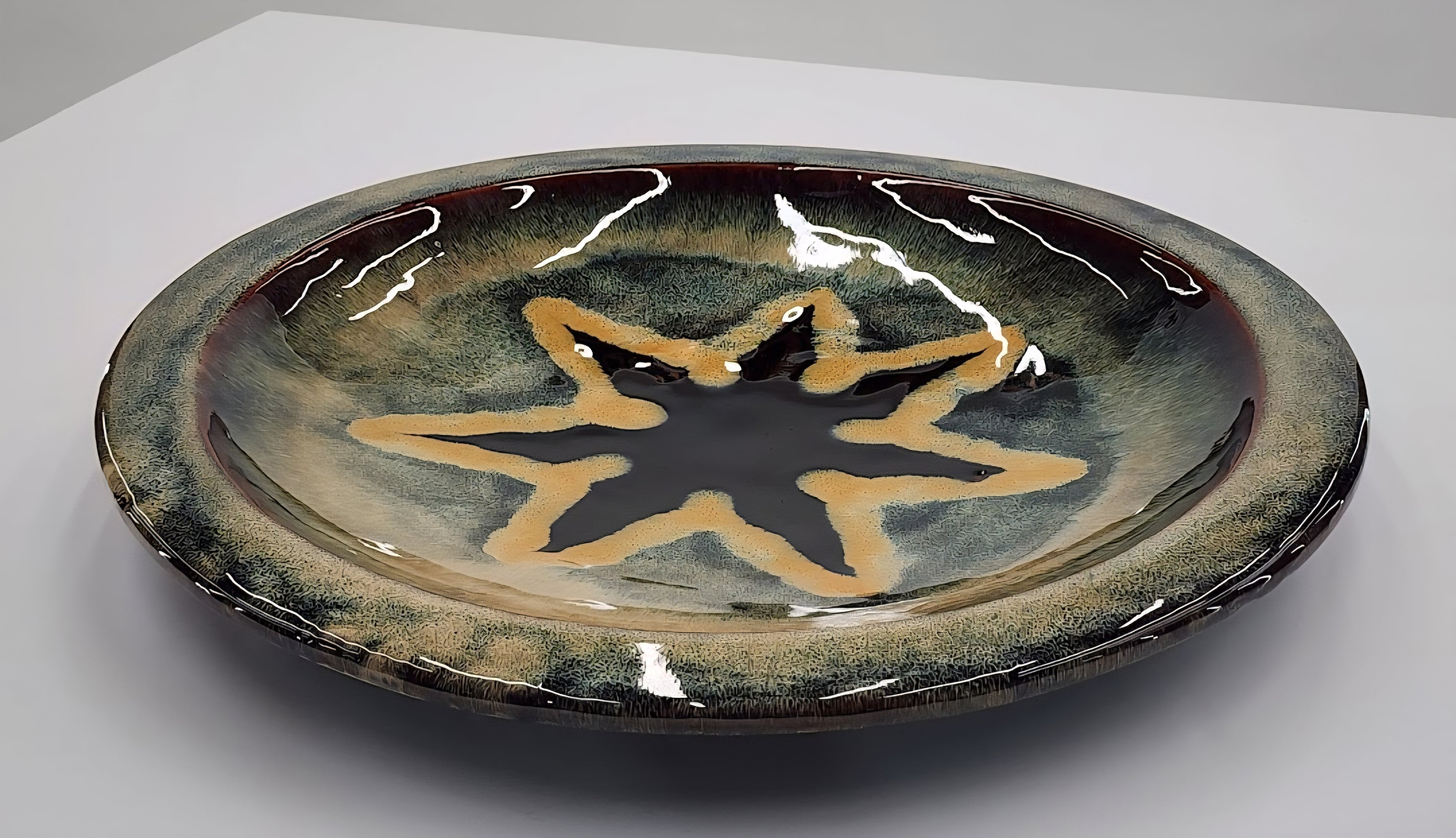 Mid-century modern glazed ceramic platter
