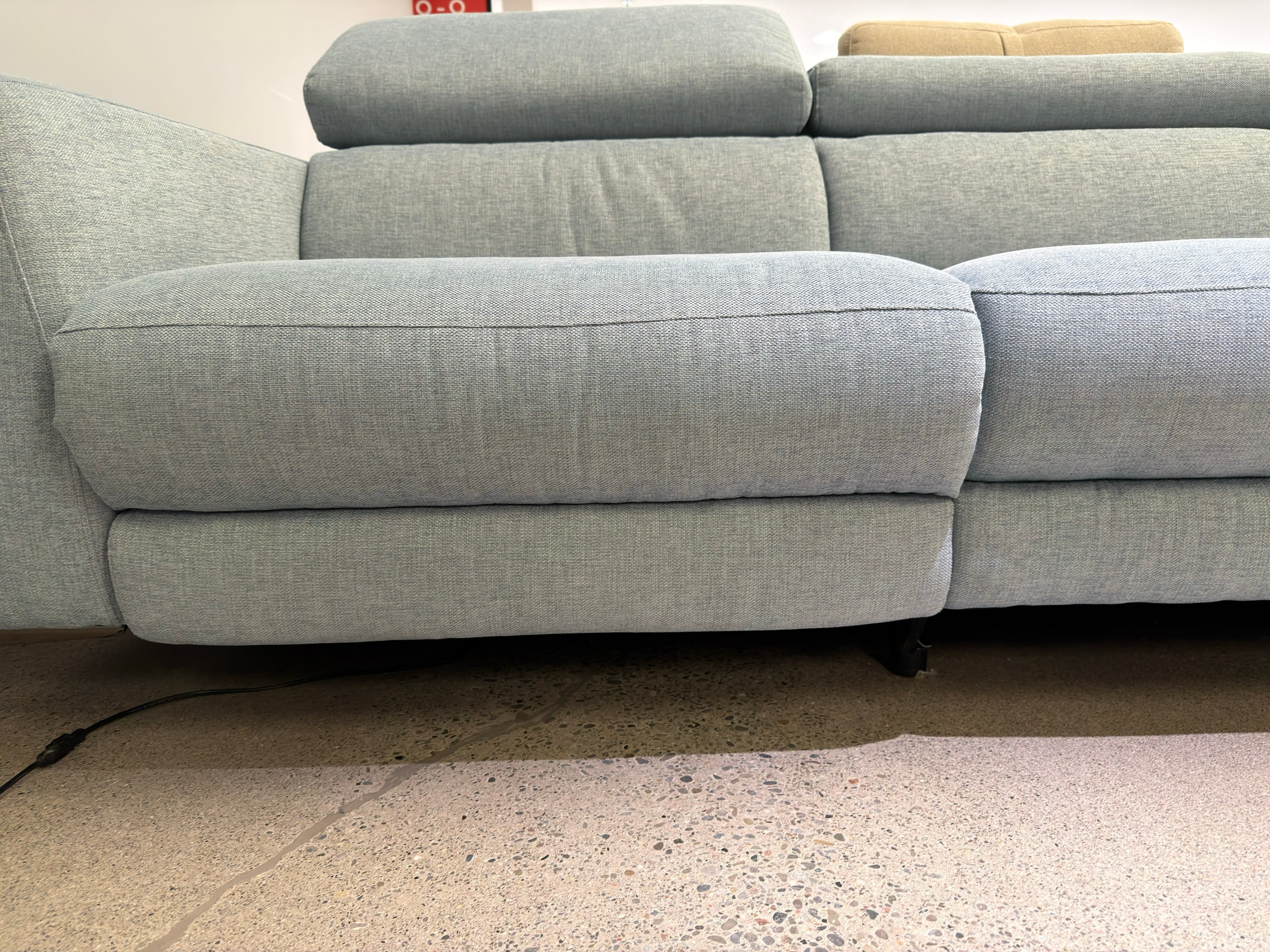 Emilia Light blue fabric reclining sectional sofa (open box)