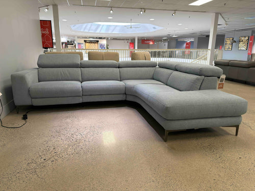 Emilia Light blue fabric reclining sectional sofa (open box)