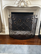 Vintage Ornate Wrought Iron Fireplace Screen / Spark Guard