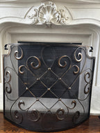 Vintage Ornate Wrought Iron Fireplace Screen / Spark Guard