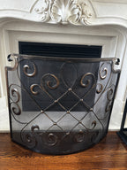 Vintage Ornate Wrought Iron Fireplace Screen / Spark Guard