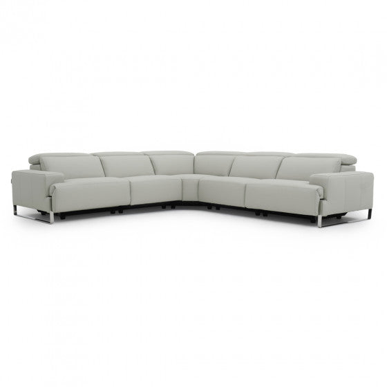 Warley beige leather reclining sectional sofa (open box)