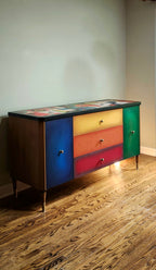 Mid-century modern unique Cubism inspired dresser