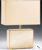 Vintage Alabaster Cube Lamp with Brass Trim