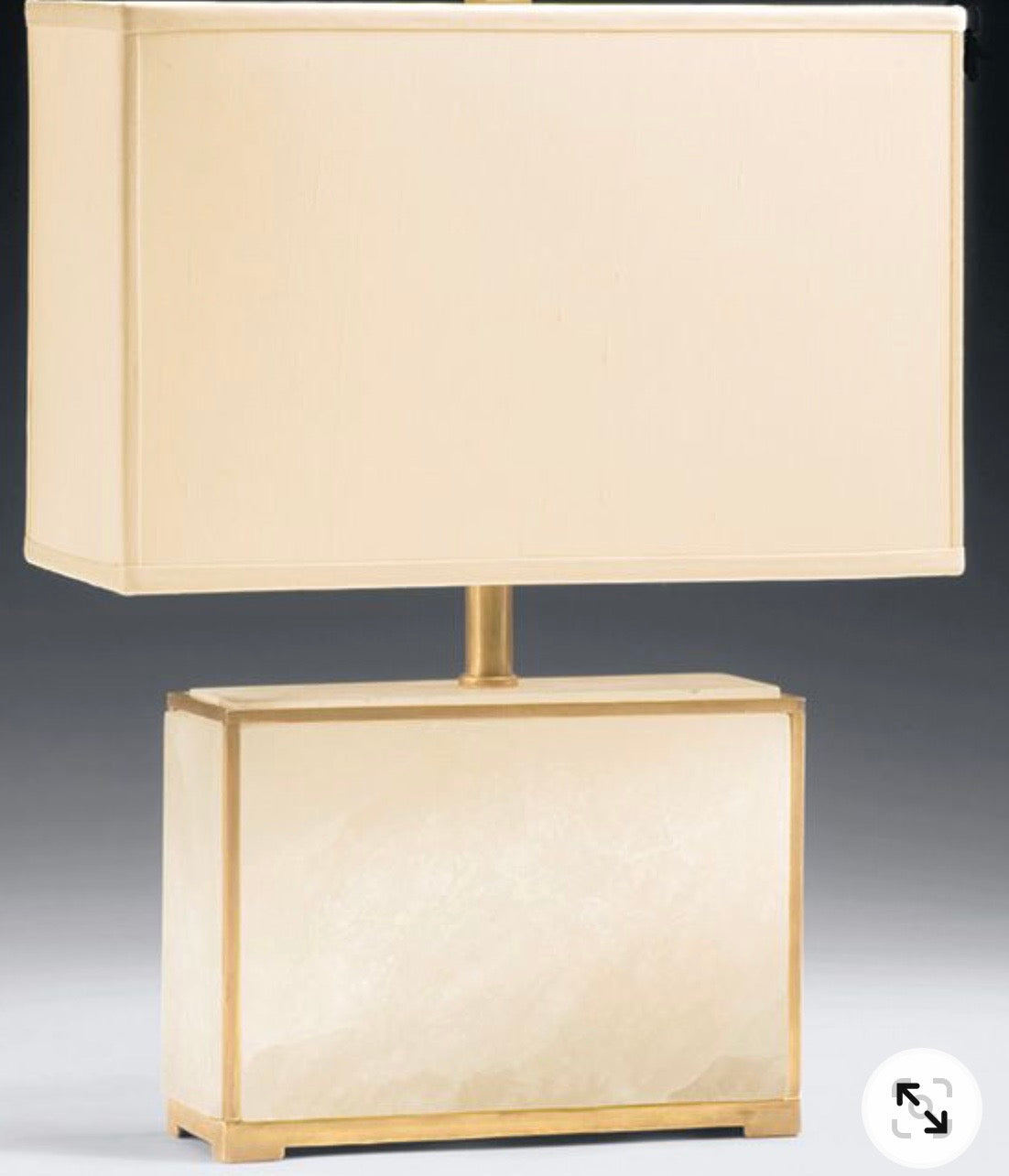 Vintage Alabaster Cube Lamp with Brass Trim