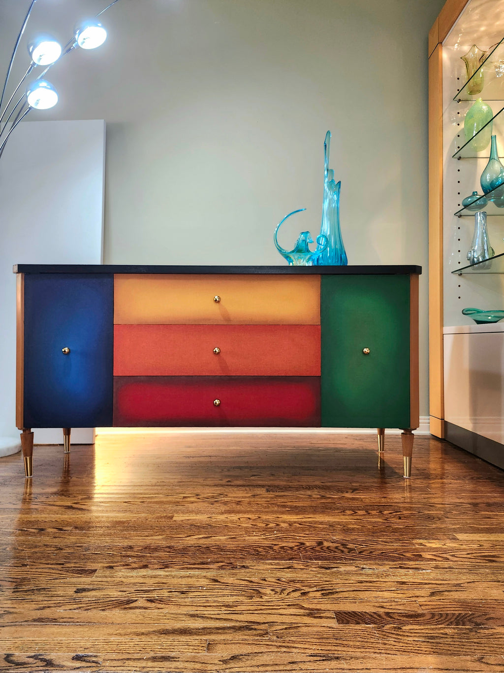 Mid-century modern unique Cubism inspired dresser